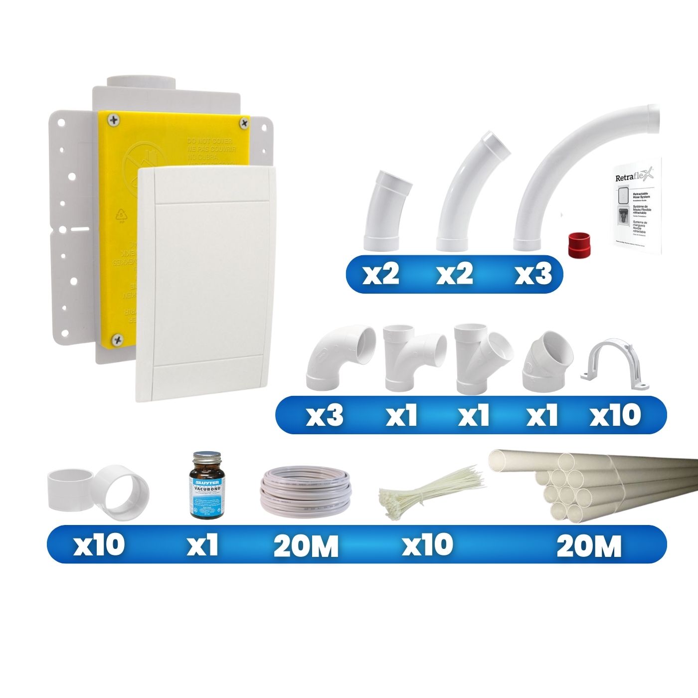 Aspirateur centralisé PREMIUM 1 avec pack Retraflex® pour l'installation d'une prise