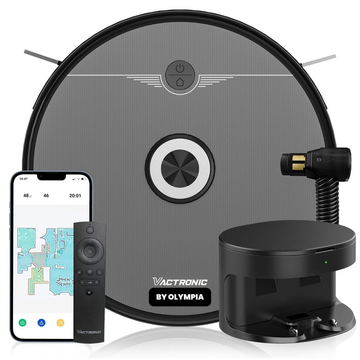 Robot Aspirateur Et Laveur 2 En 1 Autonome – Nettoyage Sols Durs Et Tapis, Faible Bruit, Autonomie 60 Min